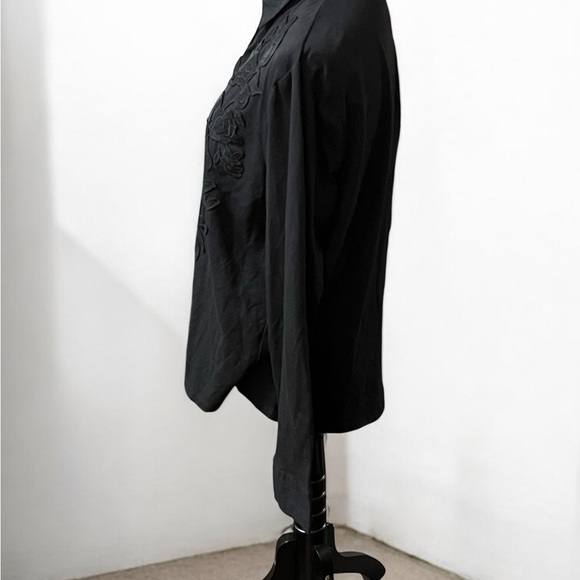 Chico's Black Notched Collar Embellished Blouse - Picture 2 of 5